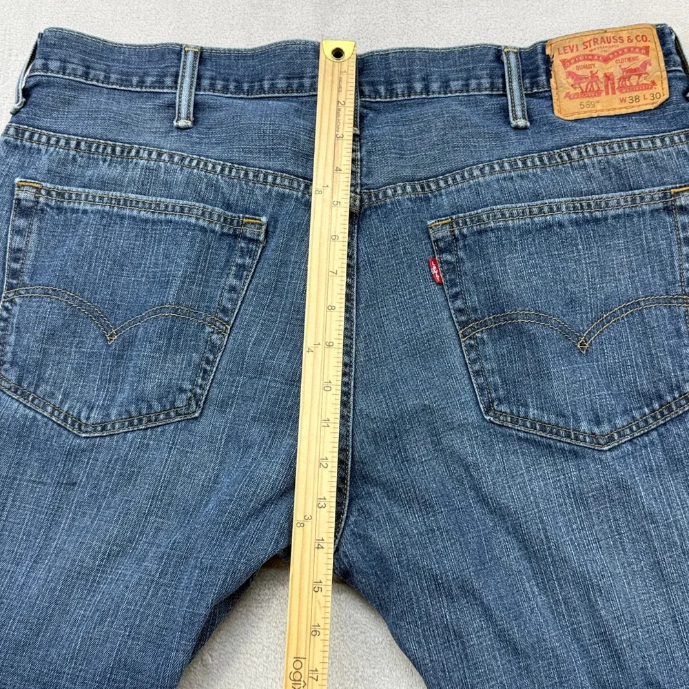 Levis 569 Loose Straight Jeans Mens 38x30 38x25 HEMMED Blue Relaxed Fit Denim